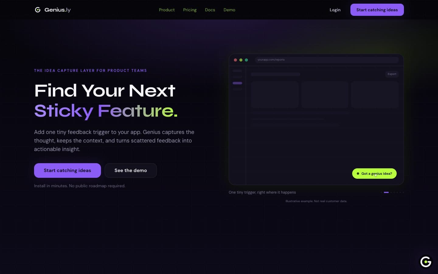 Genius in-app feedback interface