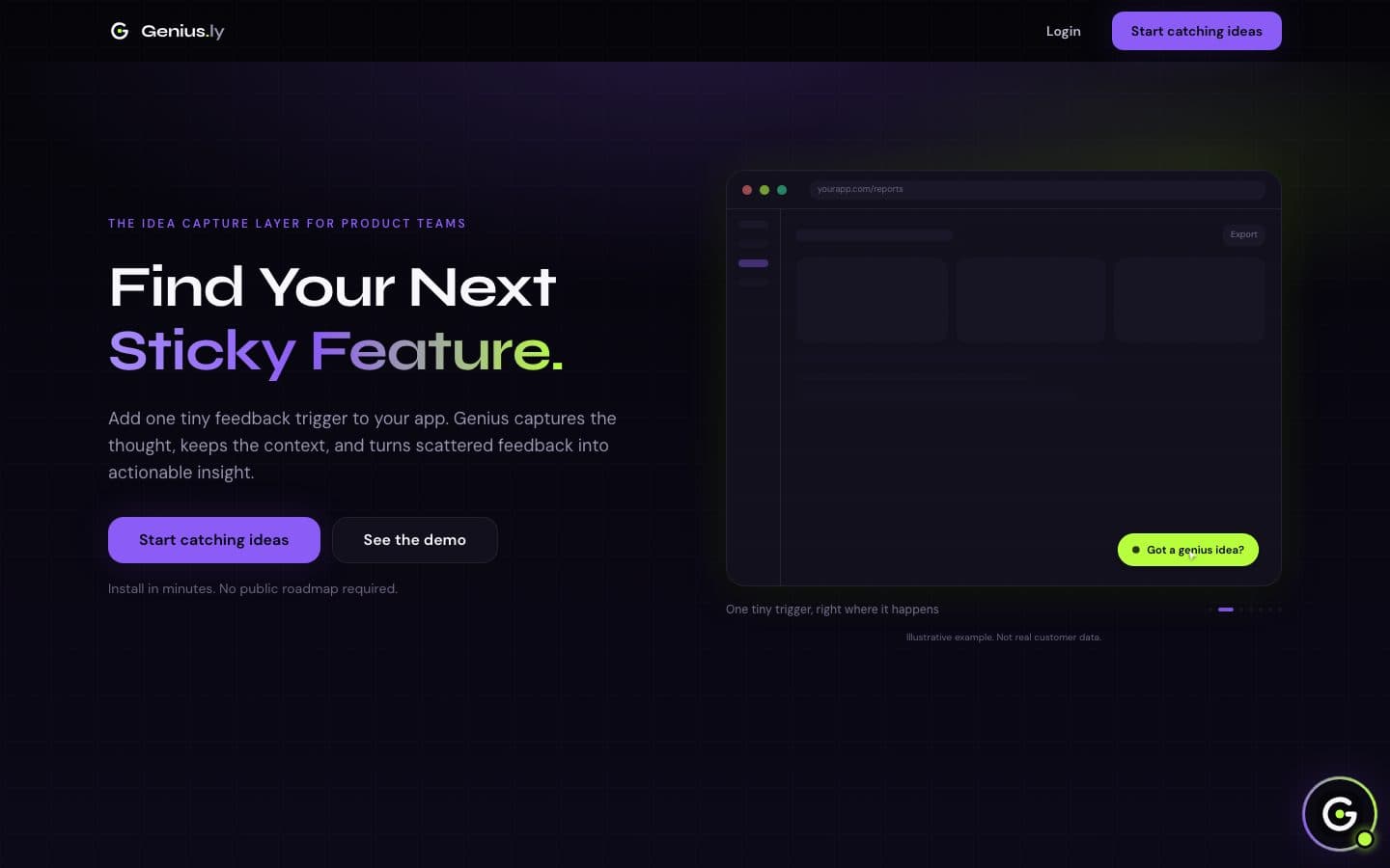 Genius in-app feedback interface